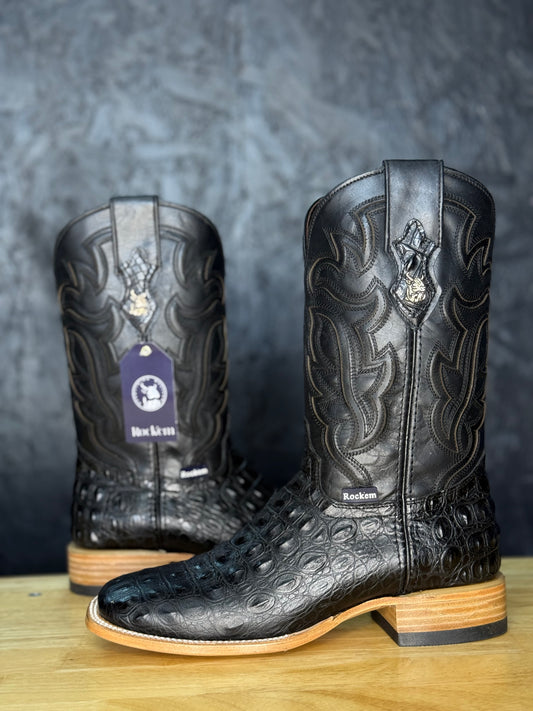 ‘Black Caiman’- Leather Print Caiman Boot