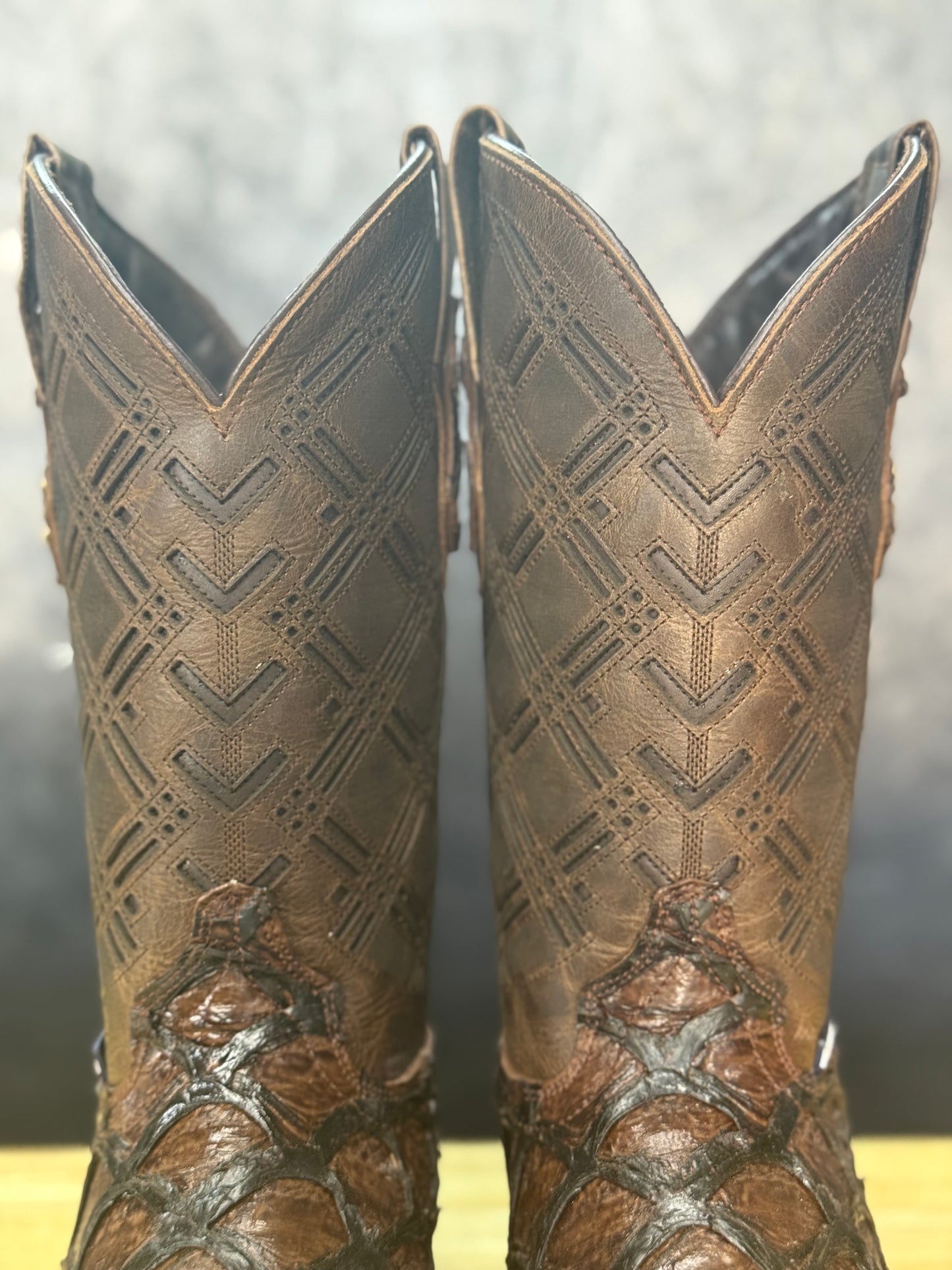 Brown Pirarucu- Leather Print Fish Boot