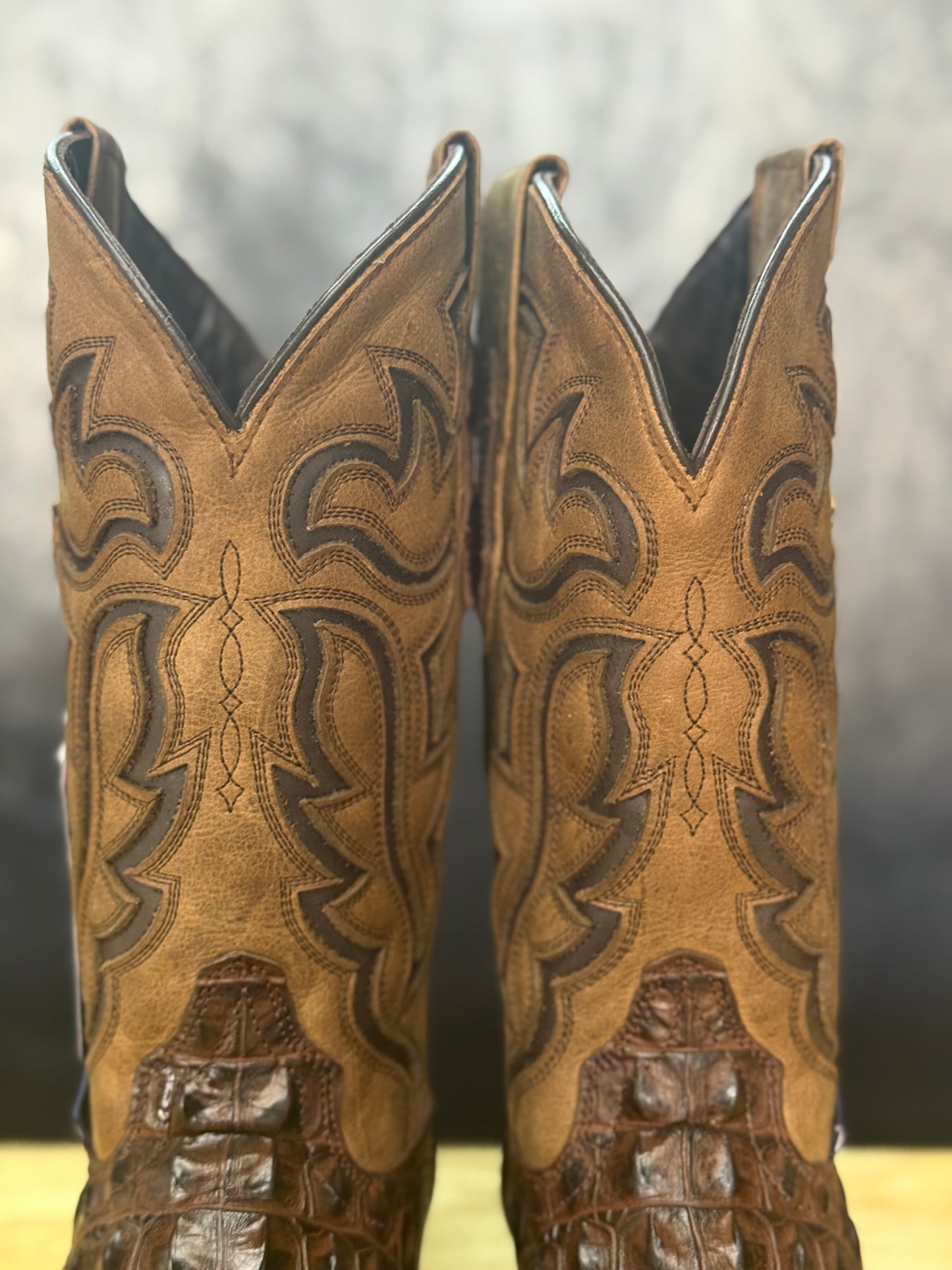 ‘Brown Caiman’- Leather Print Caiman Boot