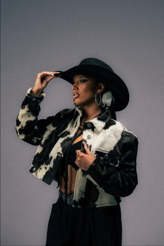 Ladies Cowhide Jacket | Black and White