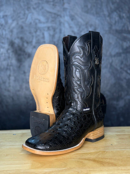 ‘Black Caiman’- Leather Print Caiman Boot
