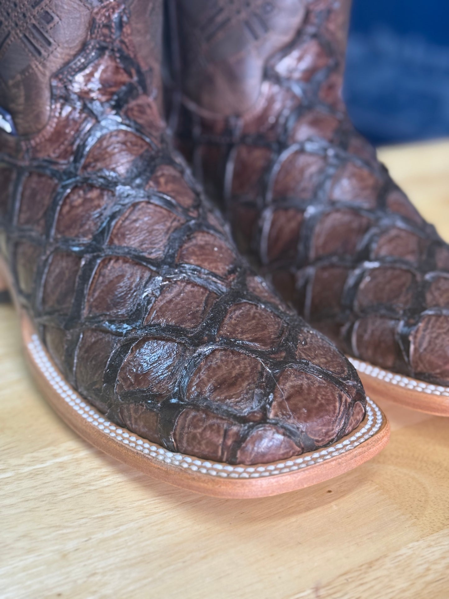 Brown Pirarucu- Leather Print Fish Boot