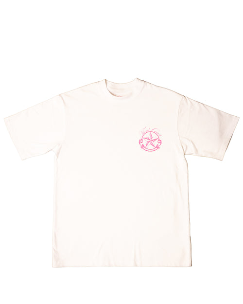 Southern Love T-Shirt in cream, front with small pink star chest logo