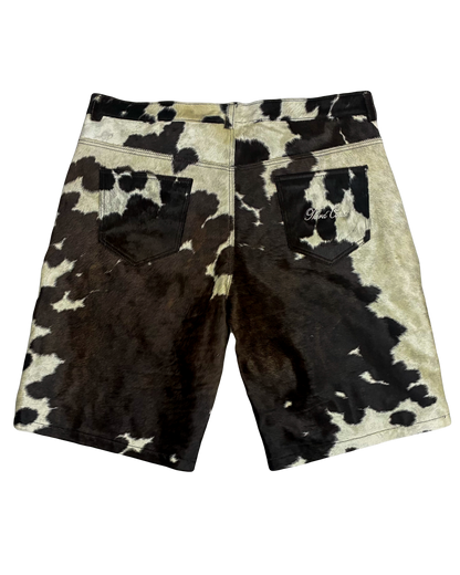 Cowhide Shorts | Brown and White