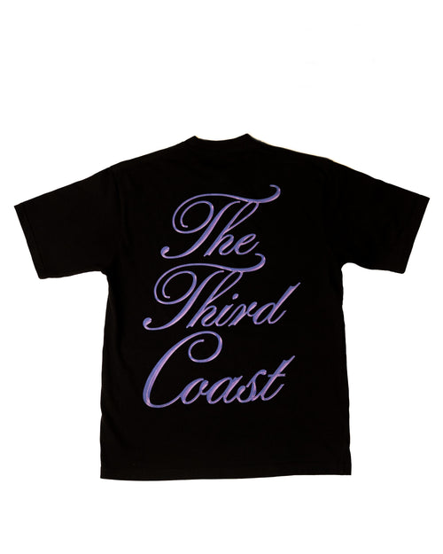 Back of the Syrup Sippin T-Shirt, purple The Third Coast script print