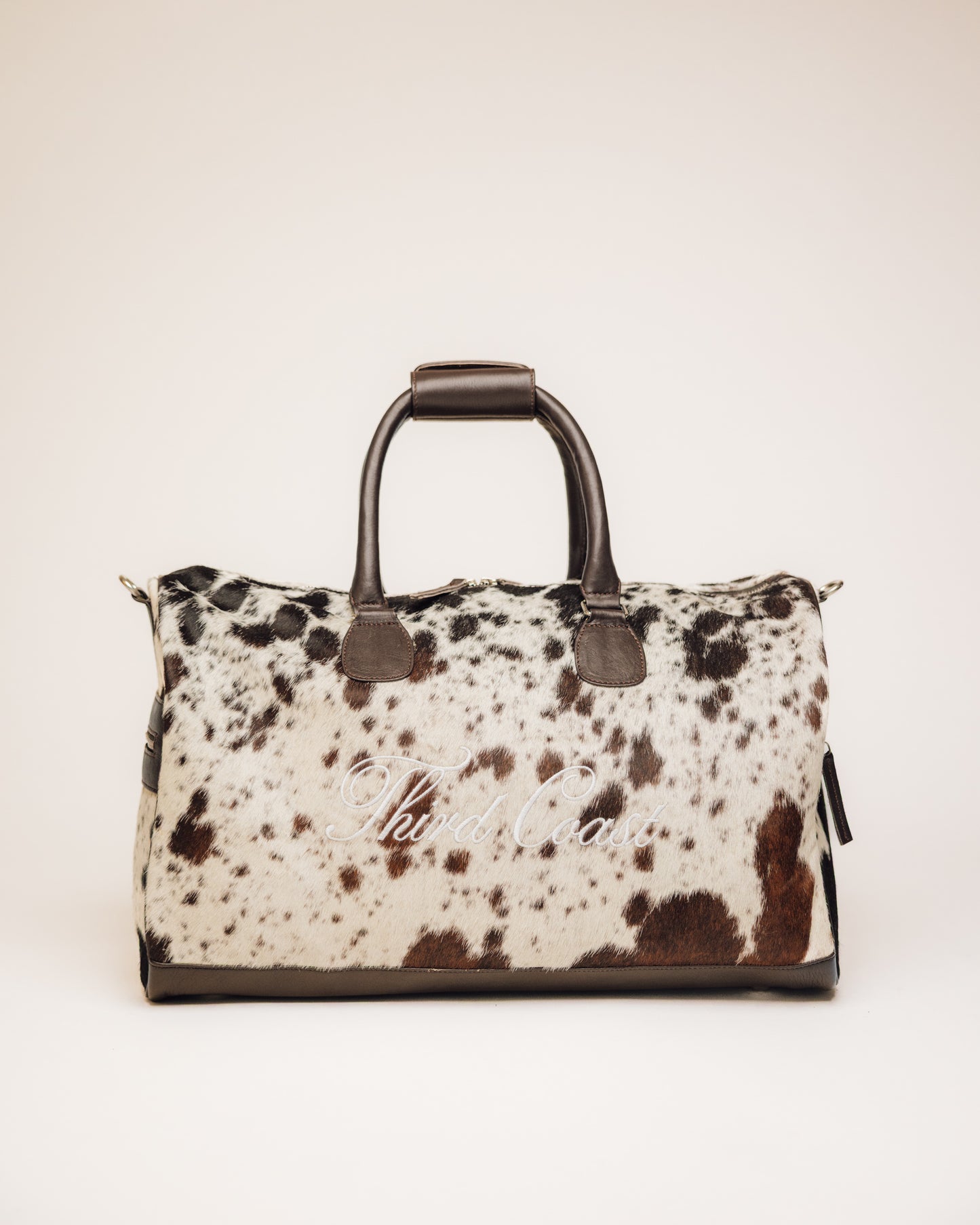 Cowhide Duffle | Brown and White