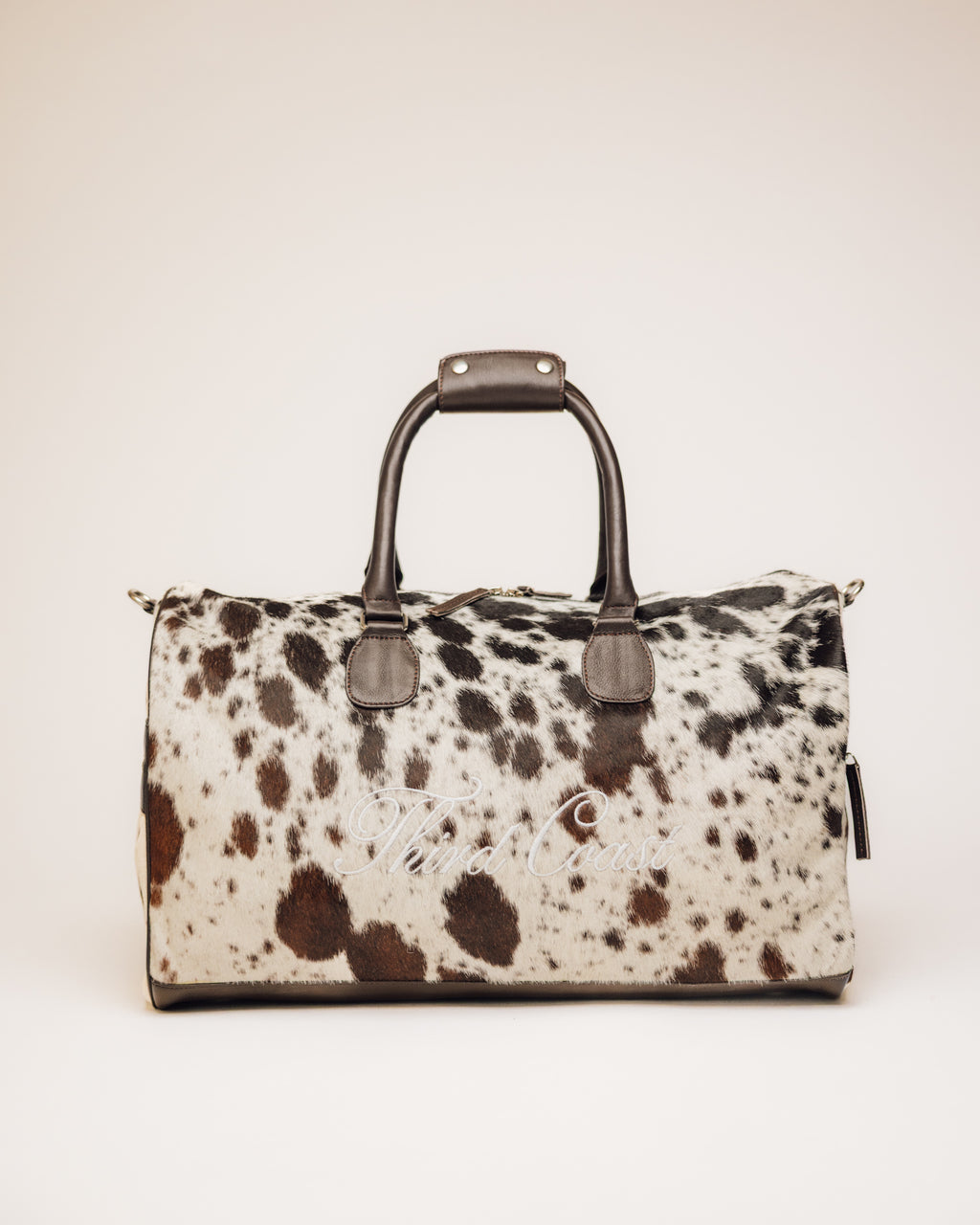 Cowhide Duffle | Brown and White