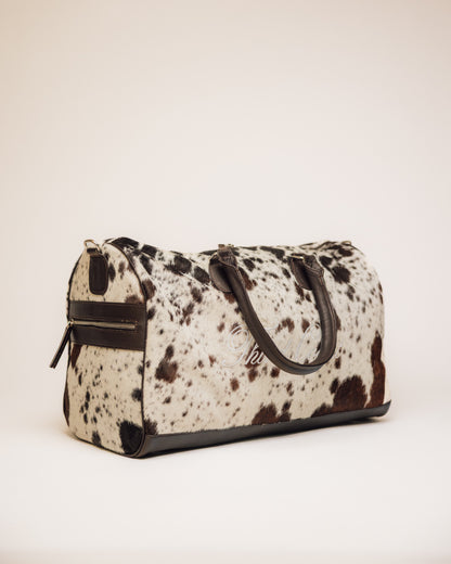 Cowhide Duffle | Brown and White