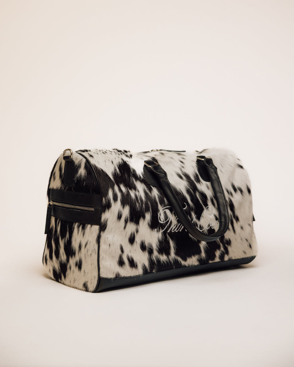 Cowhide Duffle | Black and White