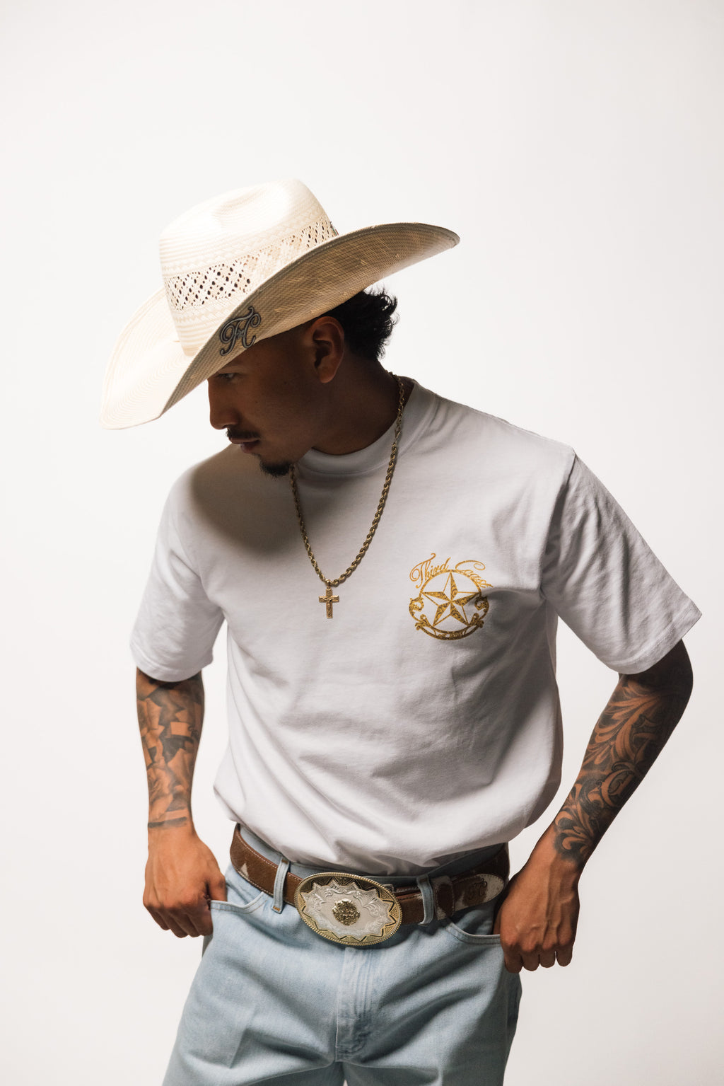 Gold Filigree T-Shirt 'White'