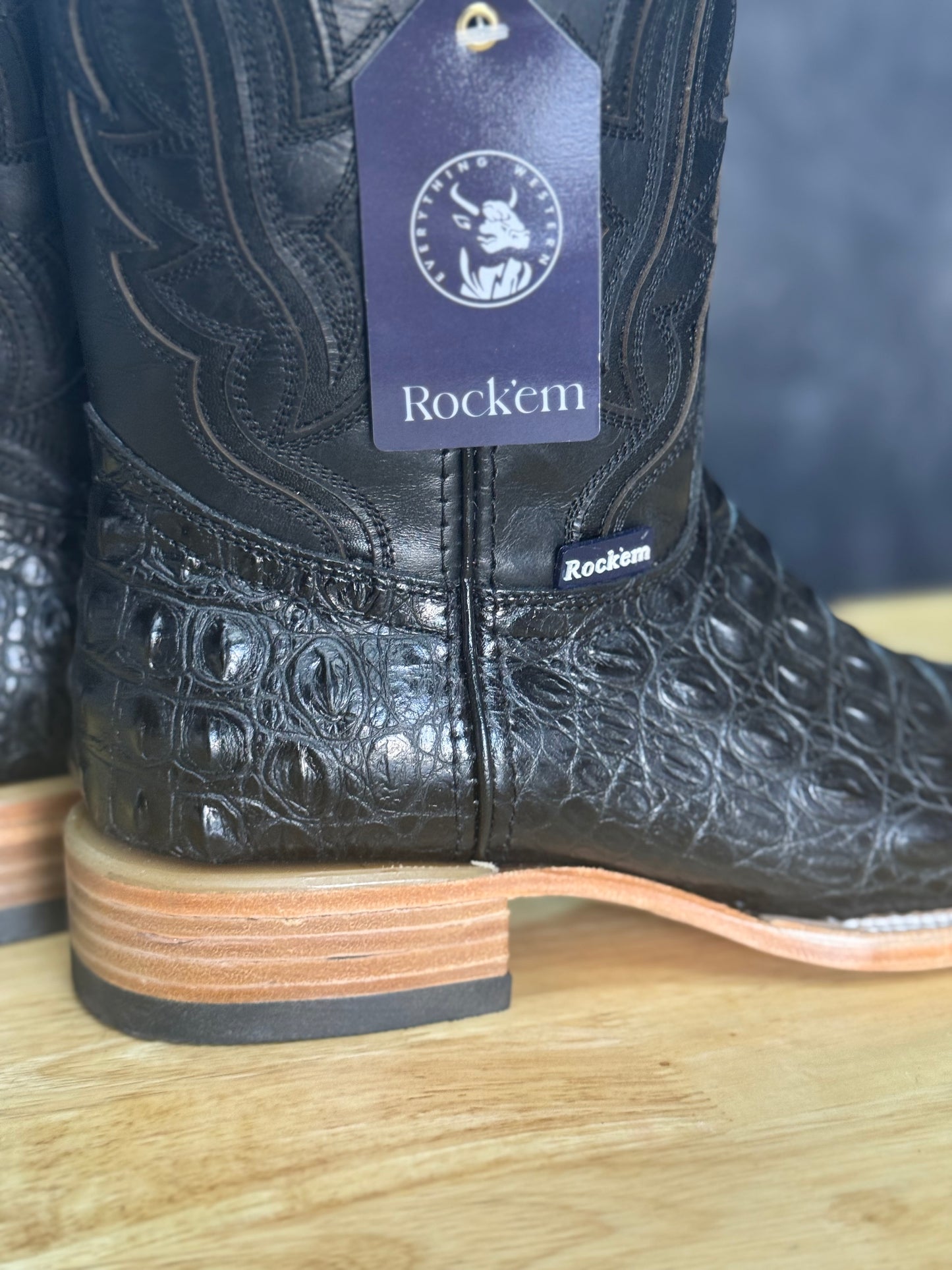 ‘Black Caiman’- Leather Print Caiman Boot