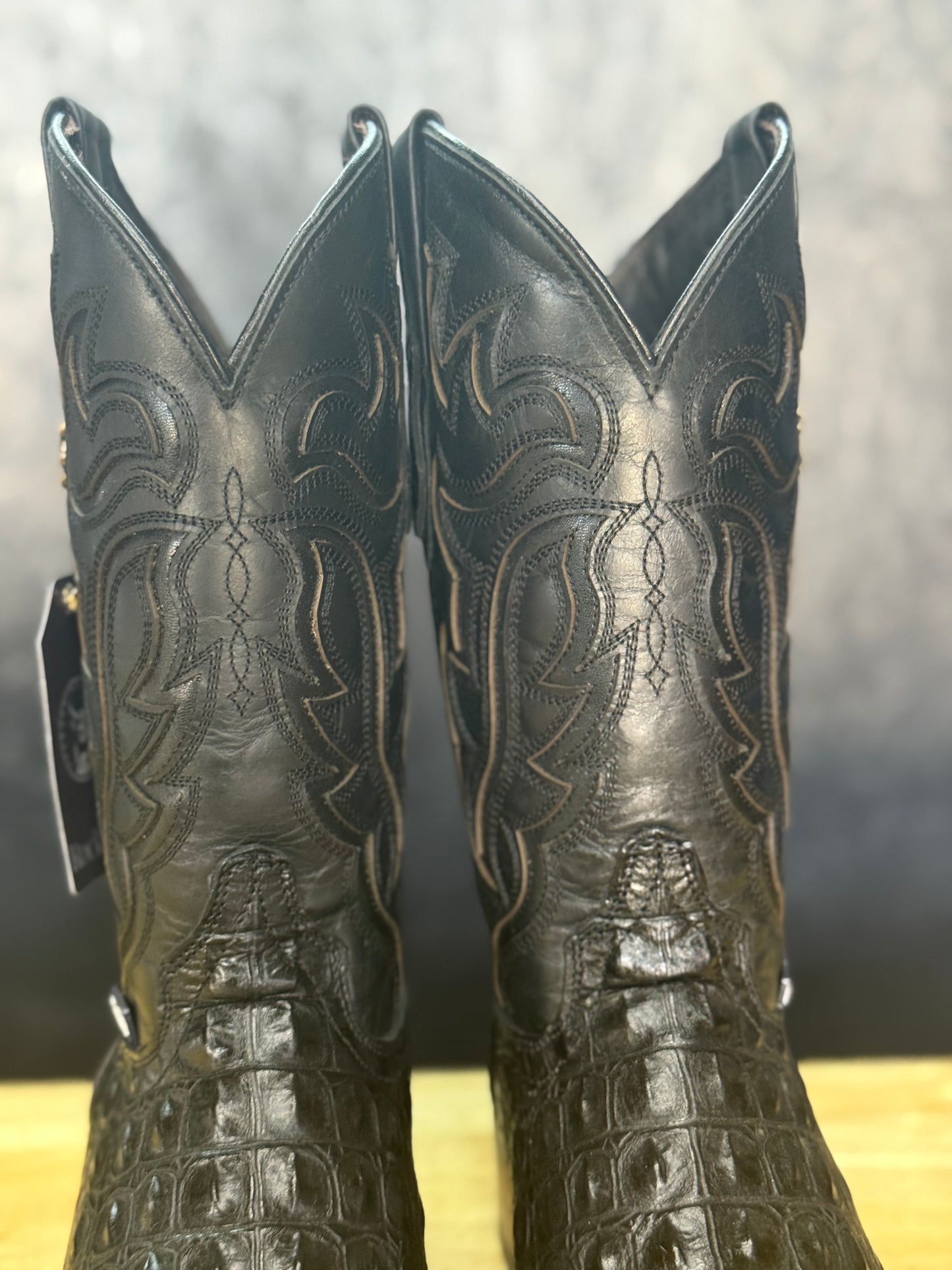 ‘Black Caiman’- Leather Print Caiman Boot