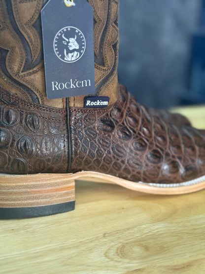 ‘Brown Caiman’- Leather Print Caiman Boot
