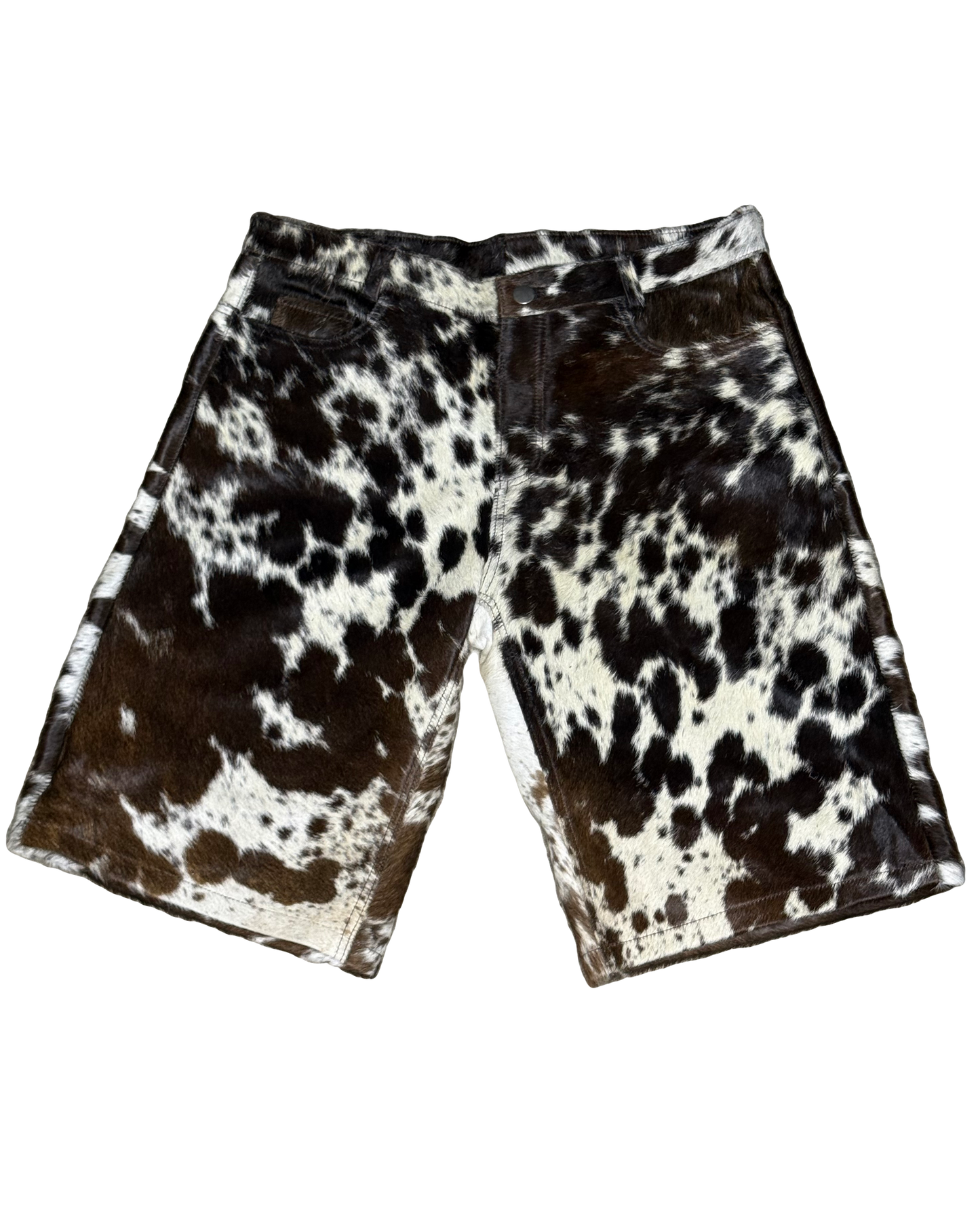 Cowhide Shorts | Brown and White