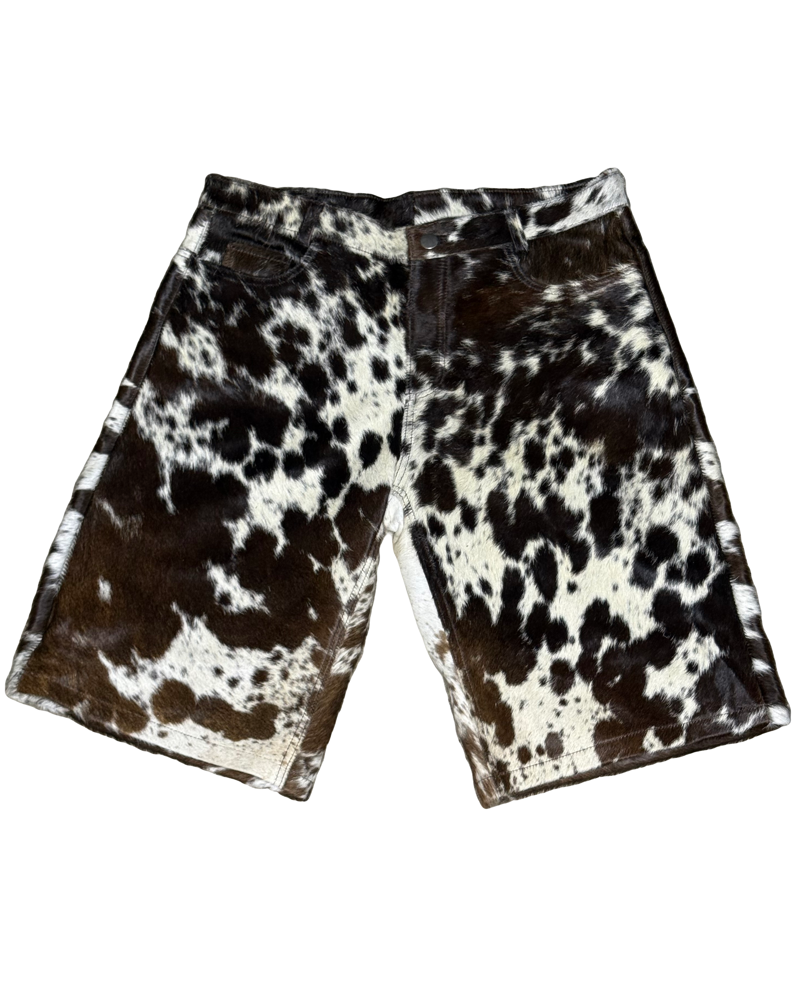 Cowhide Shorts | Brown and White