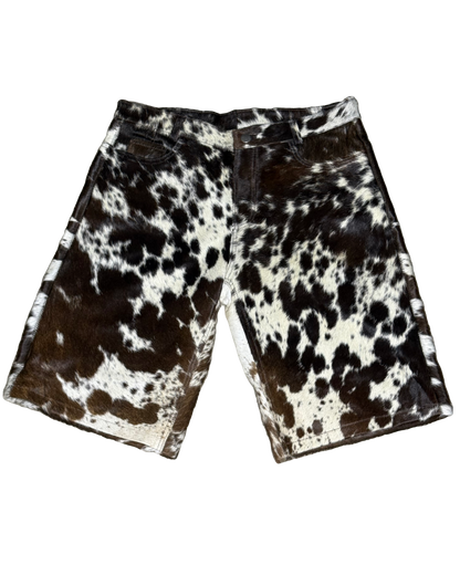 Cowhide Shorts | Brown and White
