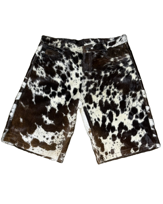 Cowhide Shorts | Brown and White