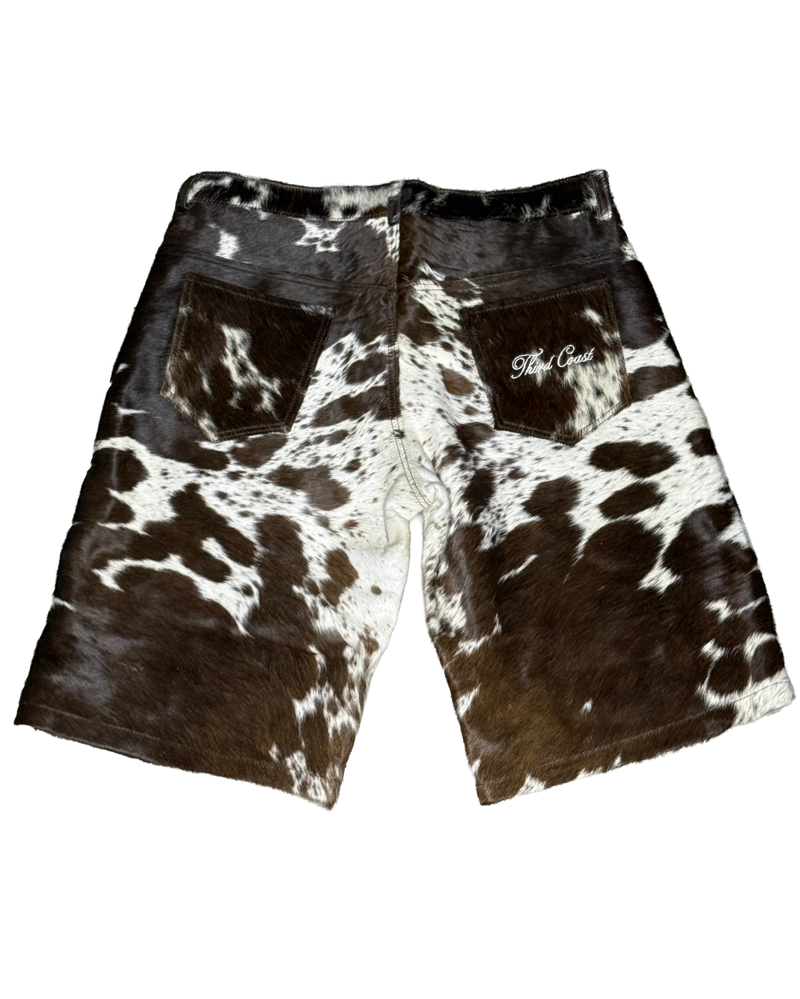 Cowhide Shorts | Brown and White