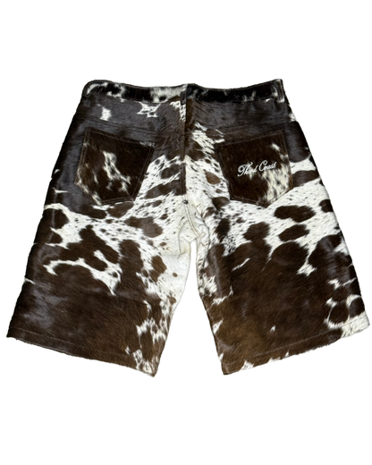 Cowhide Shorts | Brown and White