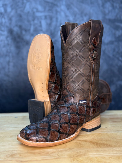 Brown Pirarucu- Leather Print Fish Boot