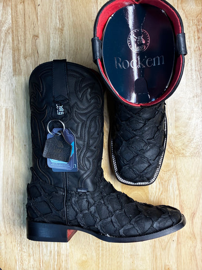 The Red Bottom Outlaw- Leather Print Fish Boot