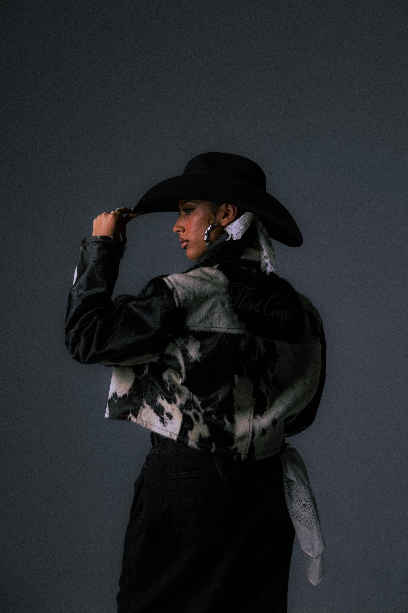 Ladies Cowhide Jacket | Black and White