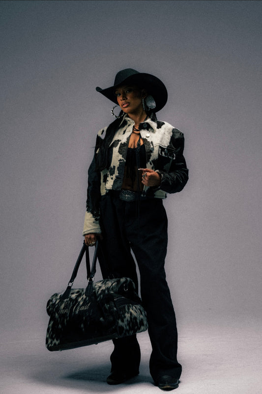 Cropped Cowhide Jacket | Black and White