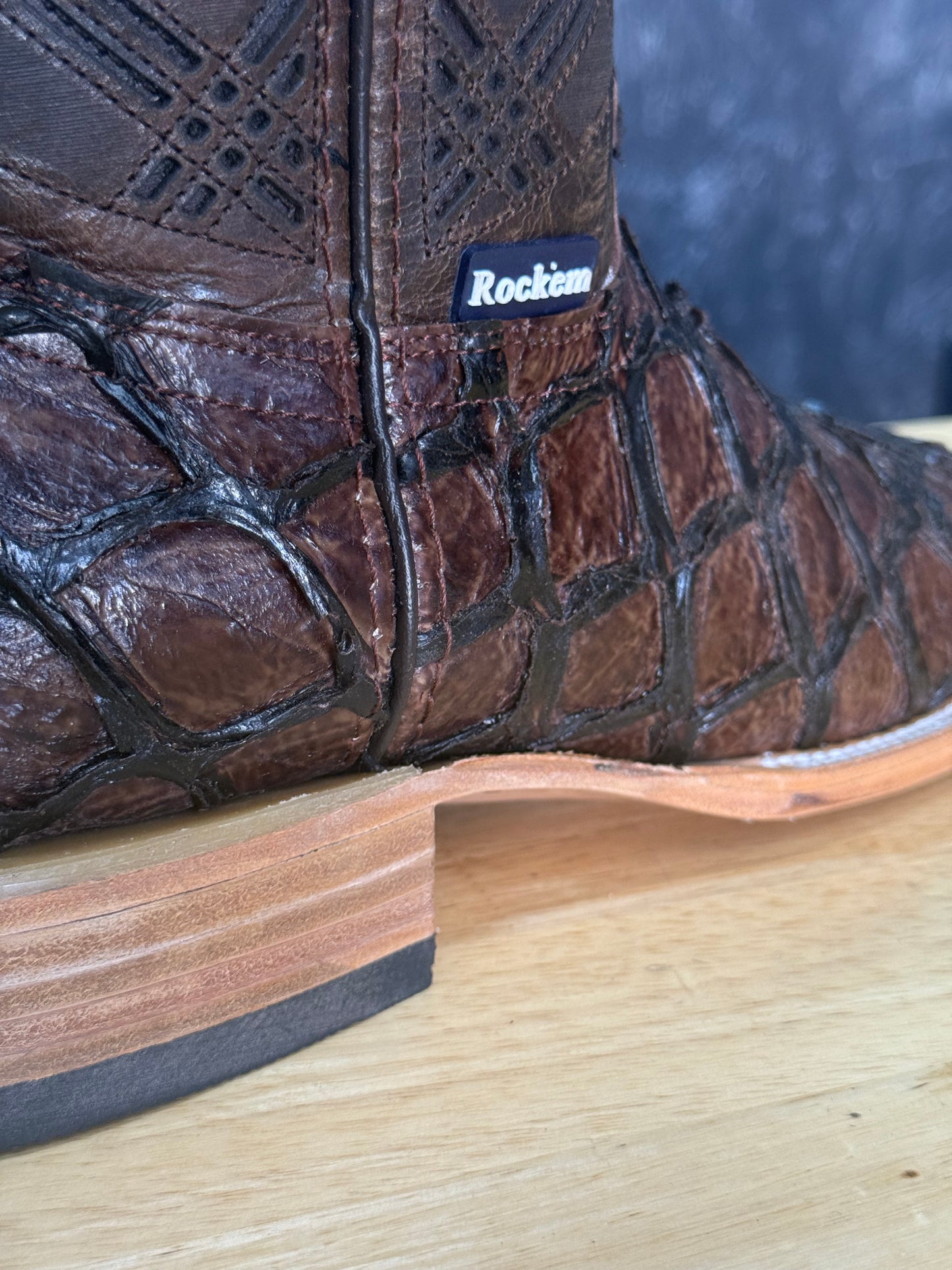 Brown Pirarucu- Leather Print Fish Boot
