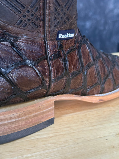 Brown Pirarucu- Leather Print Fish Boot