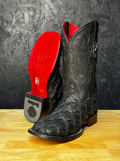 The Red Bottom Outlaw- Leather Print Fish Boot