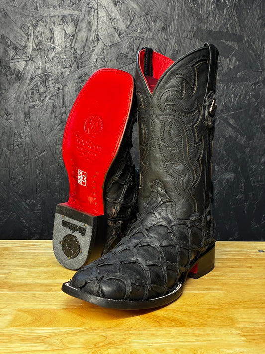 The Red Bottom Outlaw- Leather Print Fish Boot