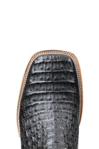Close-up of black caiman hornback ridge and tile detail