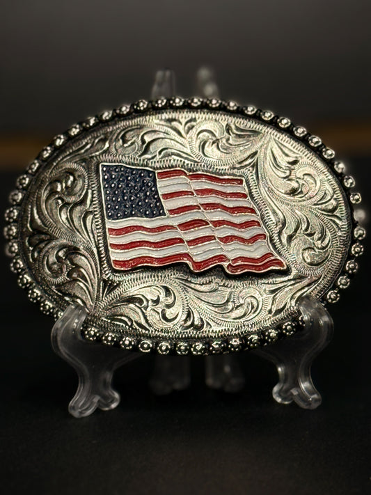 Rustic American Flag Belt Buckle
