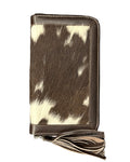 Cowhide Clutch | Brown and White