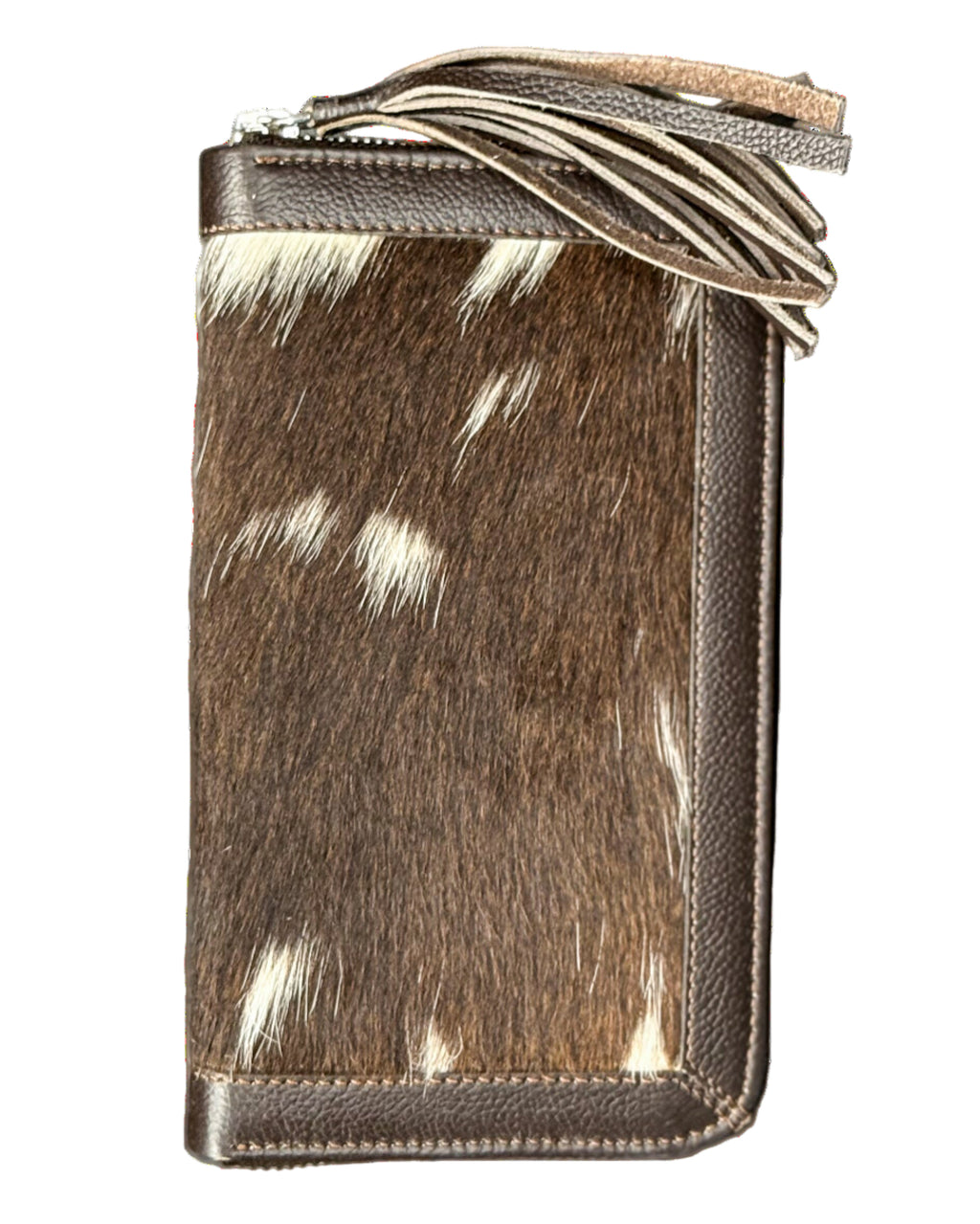 Cowhide Clutch | Brown and White