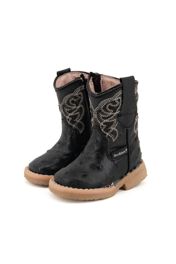 Black Ostrich | Baby Boot