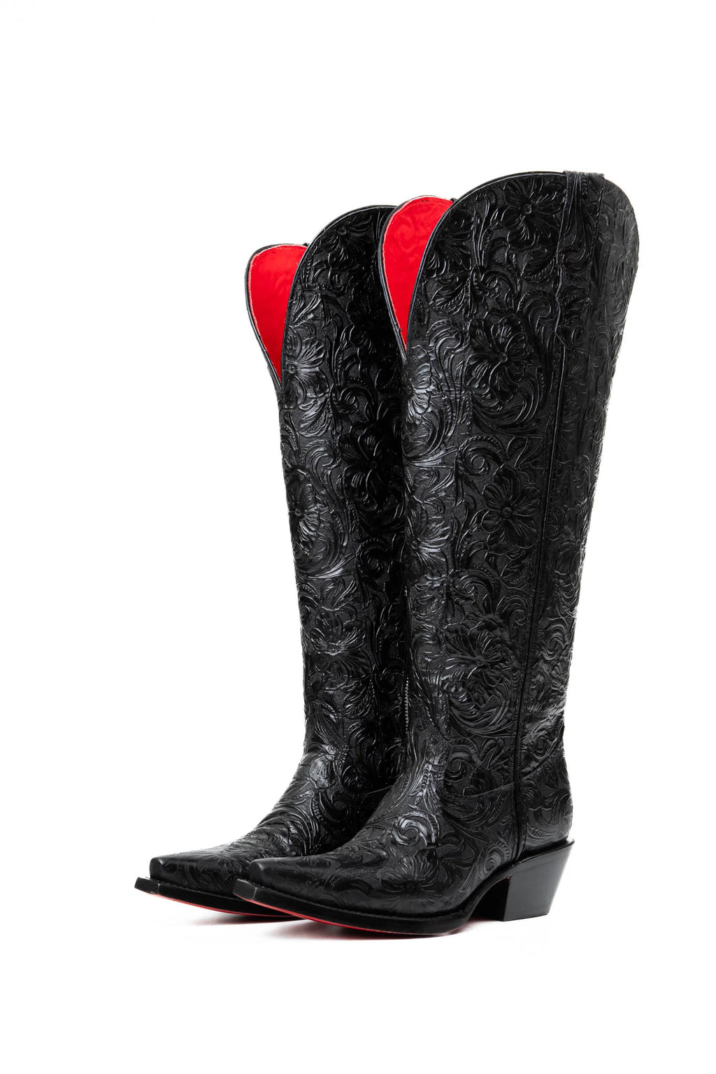 Milan Tooled Red Bottom | Wide Calf Snip Toe