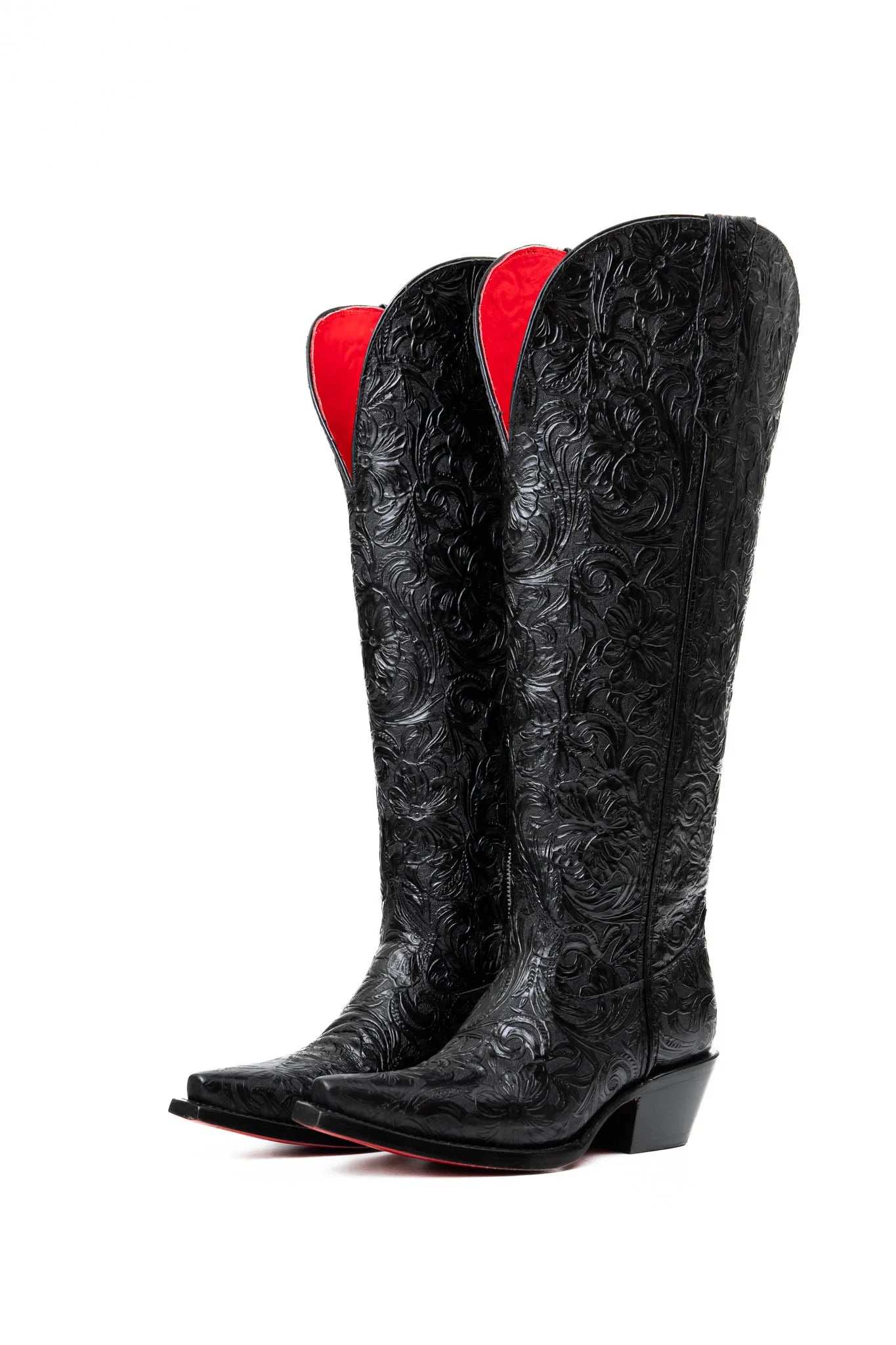 Milan Tooled Red Bottom | Wide Calf Snip Toe