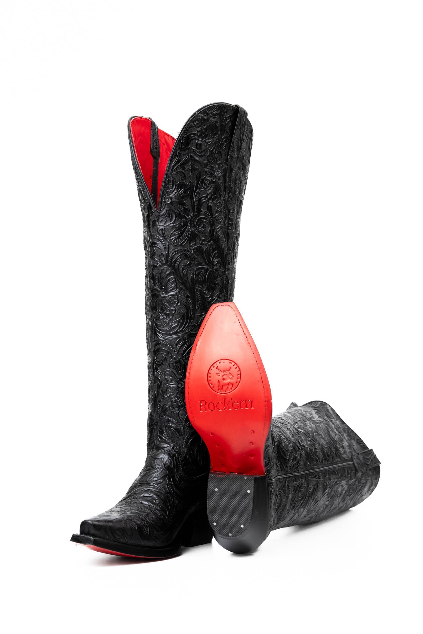 Milan Tooled Red Bottom | Wide Calf Snip Toe