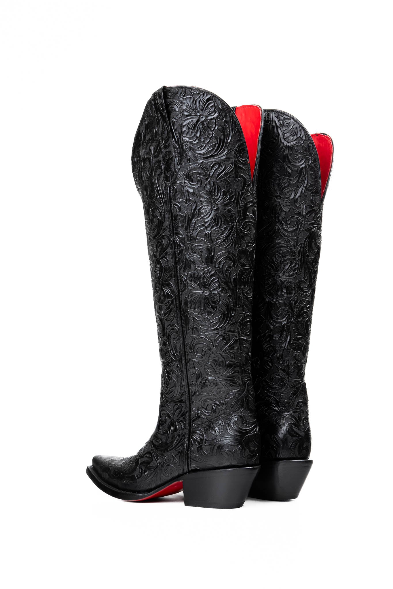 Milan Tooled Red Bottom | Wide Calf Snip Toe