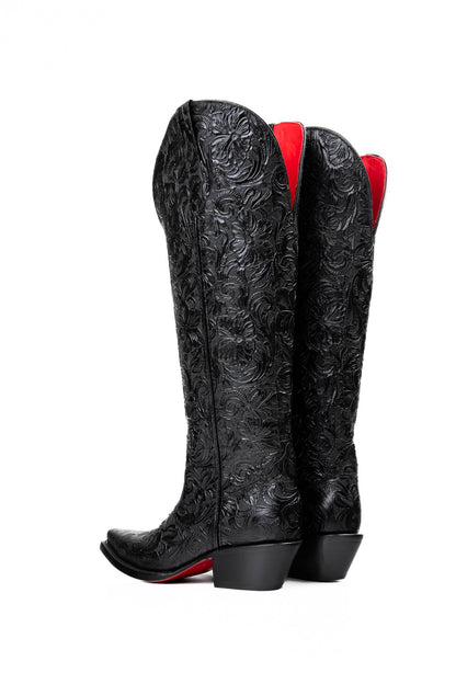 Milan Tooled Red Bottom | Wide Calf Snip Toe