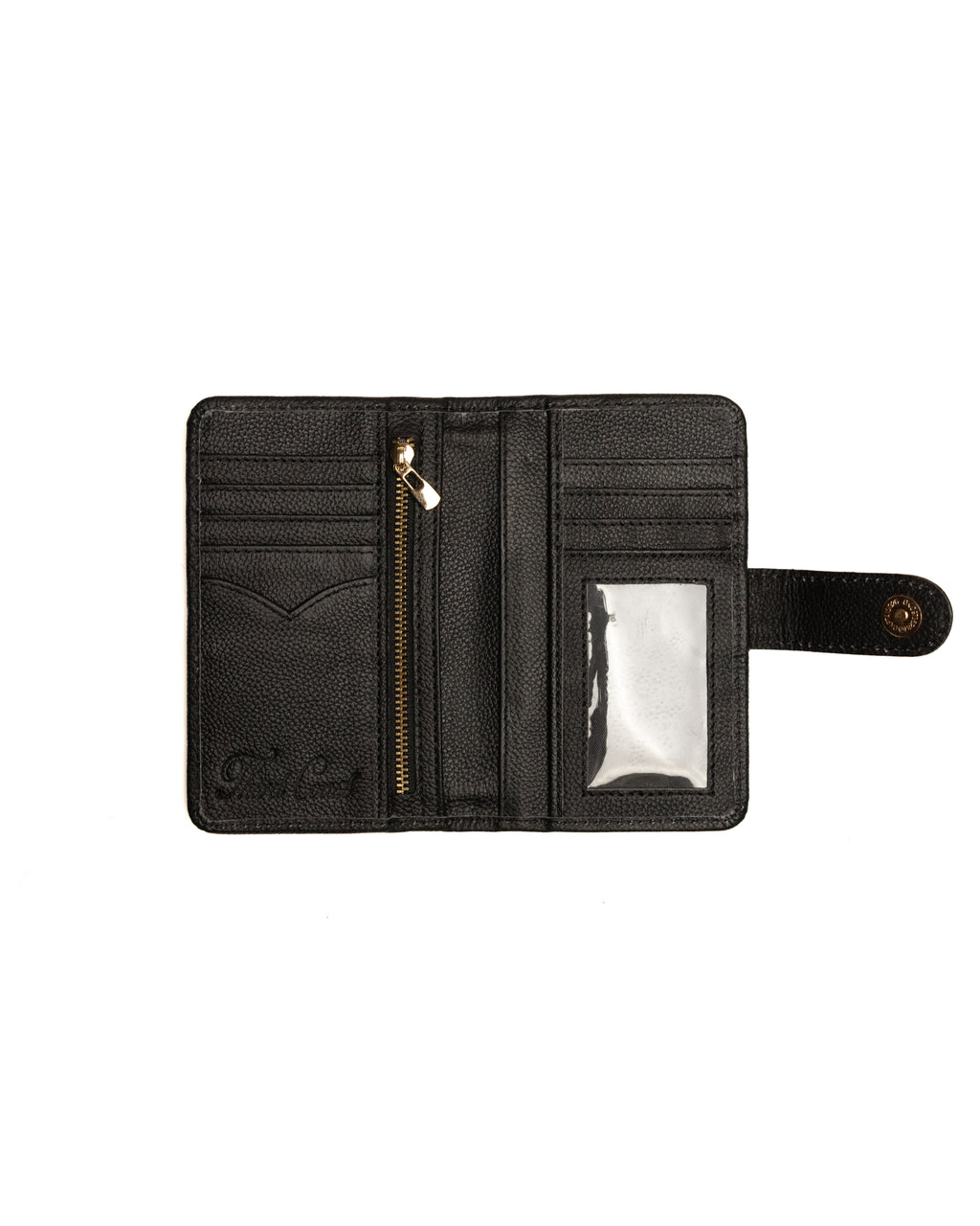 Unisex black cowhide wallet handcrafted by Third Coast, open view