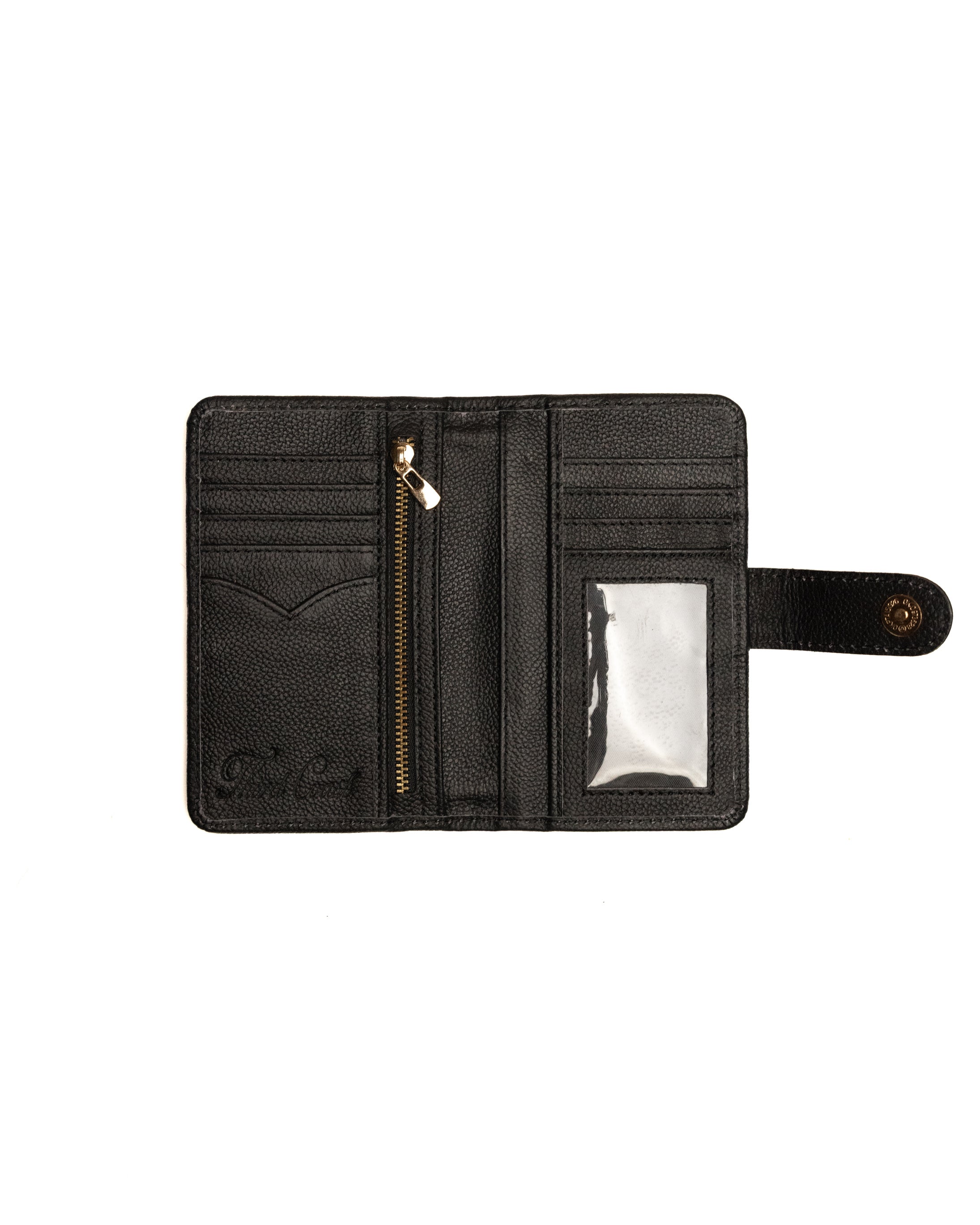 Unisex black cowhide wallet handcrafted by Third Coast, open view