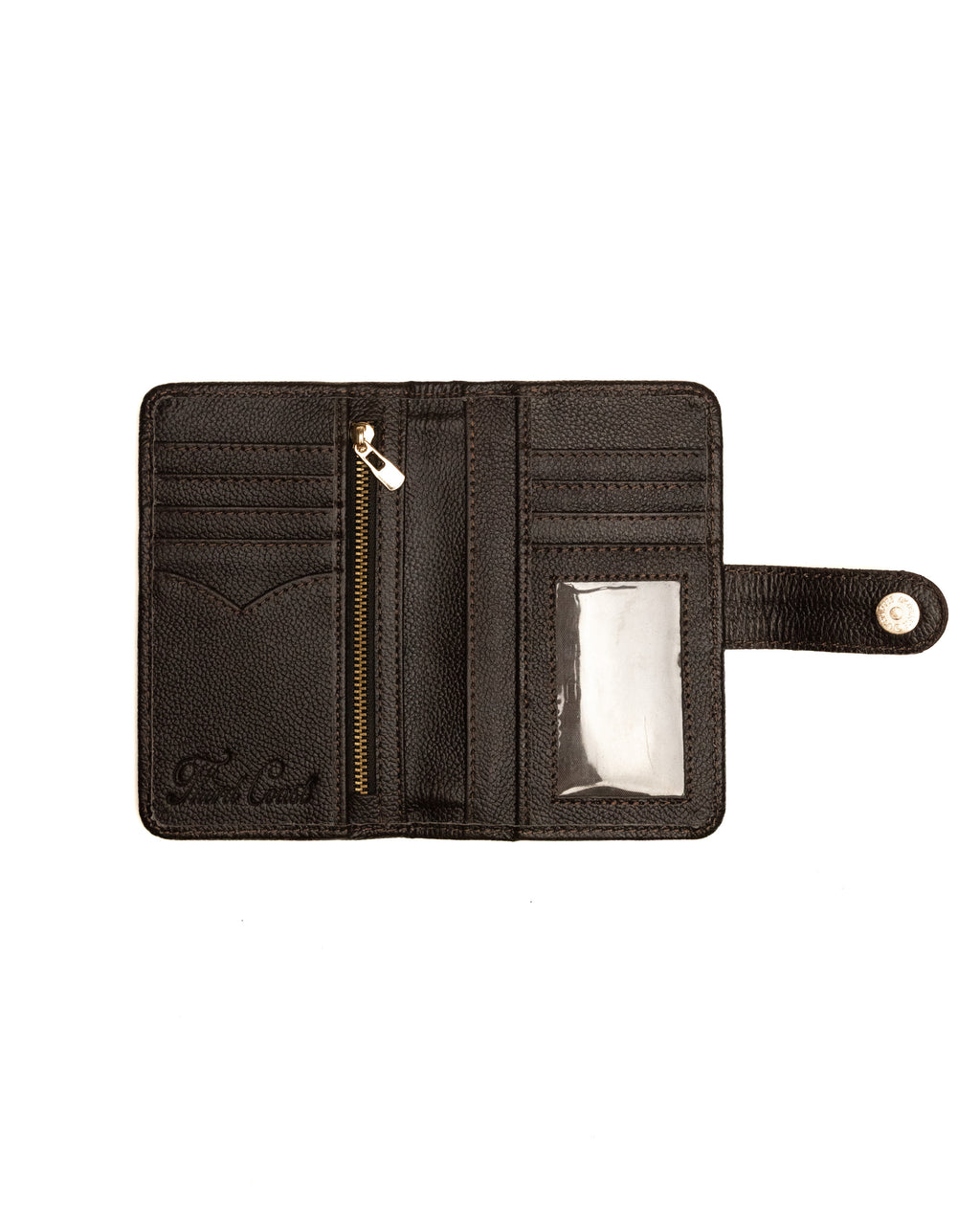 Unisex brown cowhide wallet handcrafted by Third Coast, open view