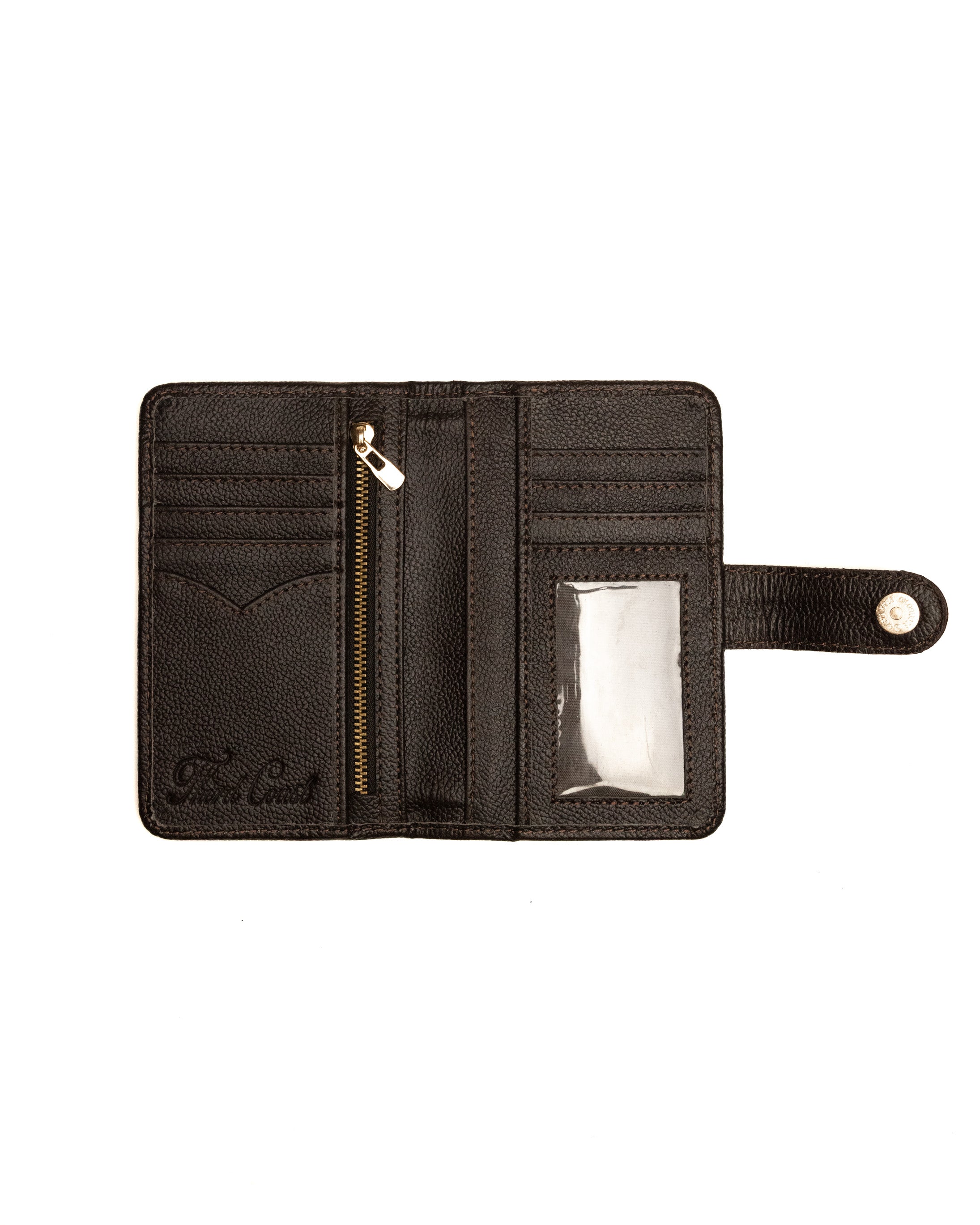 Unisex brown cowhide wallet handcrafted by Third Coast, open view